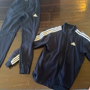Adidas navy blue tracksuit